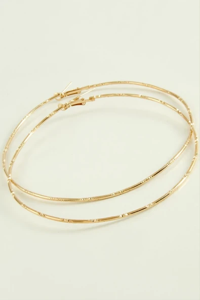 Çizgili Metal Halka Küpe 8-9-10 cm - Resim 4