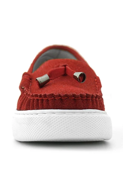 Rakerplus Kırmızı Süet Ekstra Hafif Çocuk Makosen Ayakkabı - Resim 4