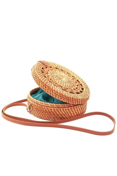 El Yapımı Hasır Rattan Desenli Yuvarlak Kutu Çanta - Resim 7