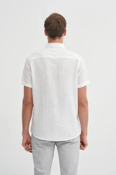 Cazador Slim Fit  Dar Kesim Kısa Kol Gömlek - Resim 4