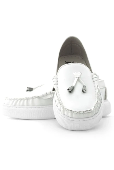 Rakerplus Beyaz Cilt Ekstra Hafif Çocuk Makosen Ayakkabı - Resim 9