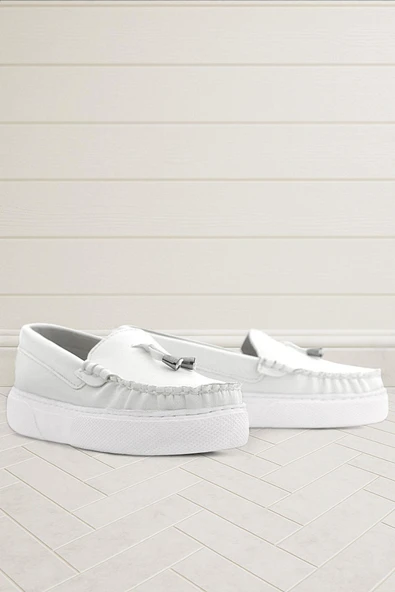 Rakerplus Beyaz Cilt Ekstra Hafif Çocuk Makosen Ayakkabı ürün görseli