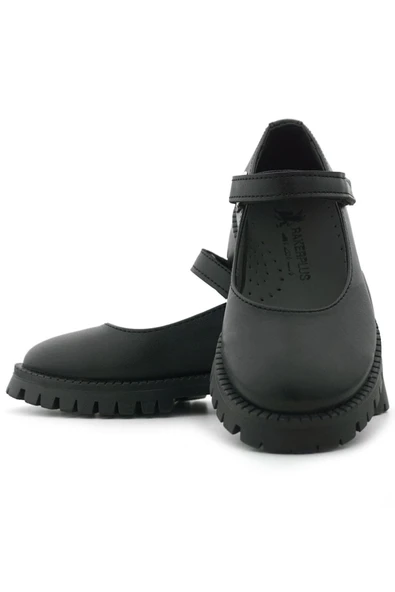 Rakerplus Siyah Mat Cırtlı Kalın Tabanlı Kız Çocuk Okul Ayakkabısı - 8