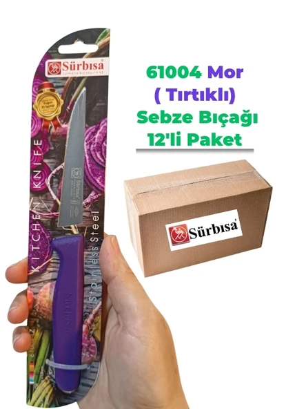 Sürbisa 61004 Sebze Bıçağı Mor Lz1 Koli (12 adet Tırtıklı ) - 1