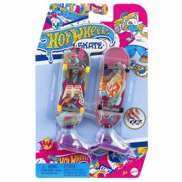 HXL17 Hot Wheels Skate Retro Temalı İkili Parmak Kaykay ve Ayakkabı Paketi - Resim 4