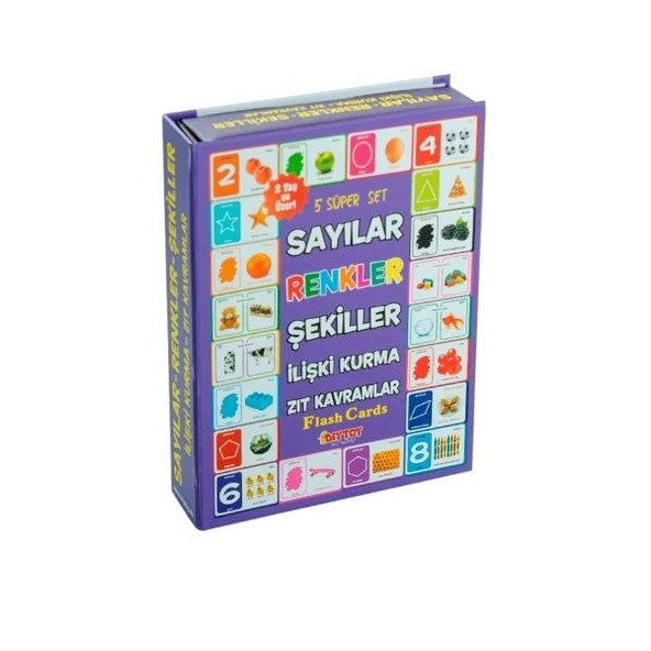 1413 DıyToy, Flash Cards - 5 Süper Set - Sayılar+Renkler+Şekiller+İlişki Kurma+Zıt Kavramlar / +2 yaş ürün görseli