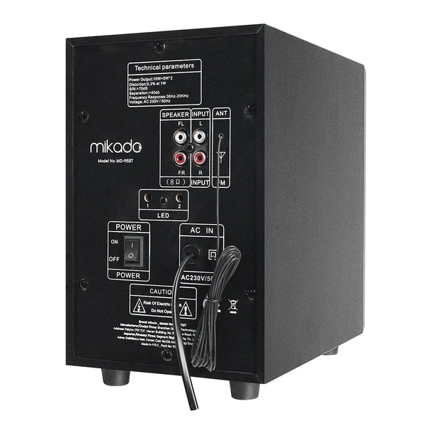 Mikado MD-95BT 20W Siyah Multimedya FM/BT/SD/USB Speaker Hoparlör 2+1 Ses Sistemi - 4