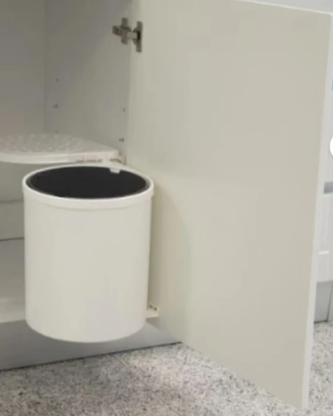 Mesbin Çöp Kovası ,Dolap Içi Kolay Çıkarılabilen, Kovalı 6 Lt. Beyaz - Resim 3