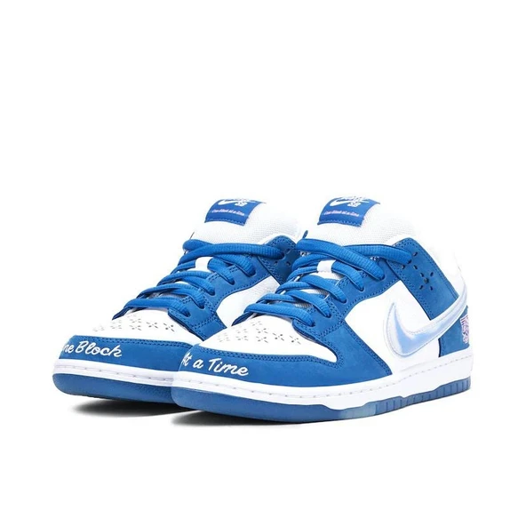 NIKE SB DUNK LOW X BORN X RAISED WHITE BLUE - Resim 5
