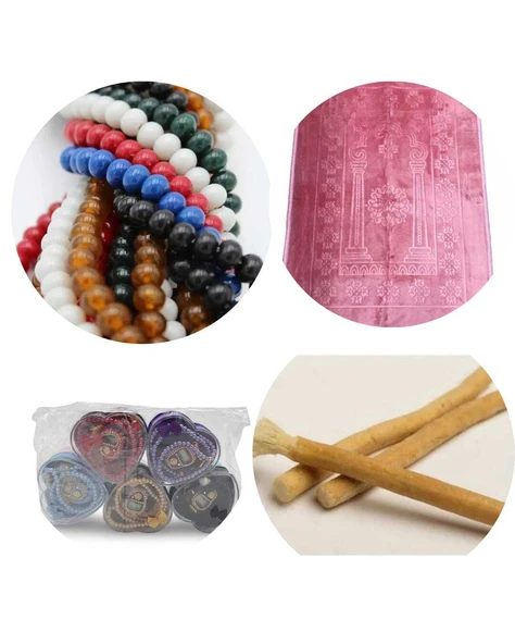 Çeyiz Paket - Seccade - Tesbih - Misvak - Kalpli Kutuda Zikirmatik - 1