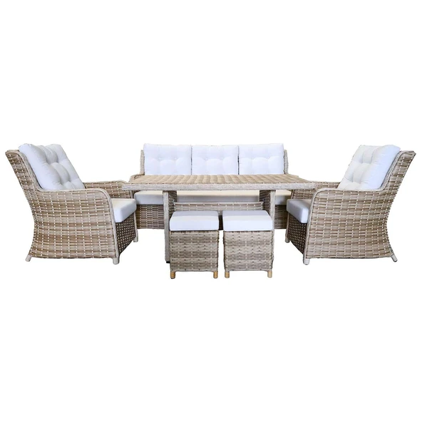 Esyala Rattan Leyis  Tam Örgü Takım, 2 puflu, (3-1-1) 80X150 Masa - 1