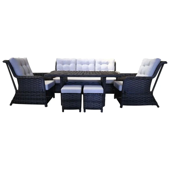 Esyala Rattan Bağlıca Takım, 2 puflu, (3-1-1), 80x150 Masa - 1