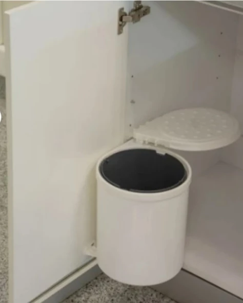 Mesbin Çöp Kovası ,Dolap Içi Kolay Çıkarılabilen, Kovalı 6 Lt. Beyaz - Resim 2