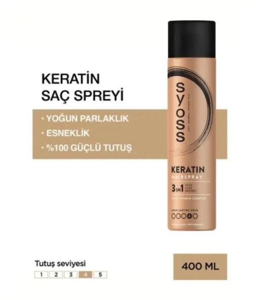 Syoss Keratin Saç Spreyi Ekstra Güçlü Tutuş 400 ML - Resim 2
