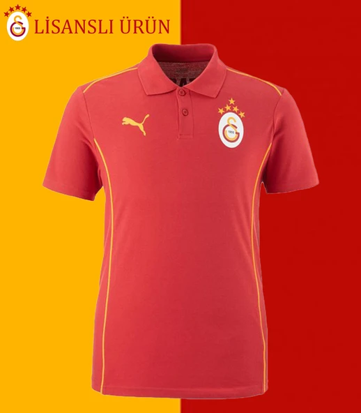 Galatasaray Lisanslı Puma Kırmızı 5 Yıldız Polo T-Shirt