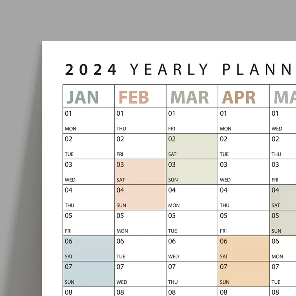 2026 Yıllık Planlayıcı Duvar Takvimi, Boho Renk Planlayıcı Takvim, 2026 Okul Takvimi - 3