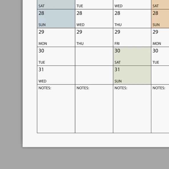 2026 Yıllık Planlayıcı Duvar Takvimi, Boho Renk Planlayıcı Takvim, 2026 Okul Takvimi - 4