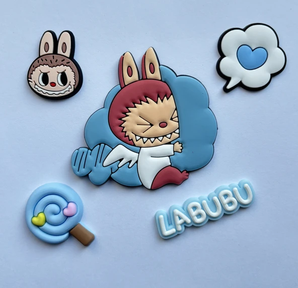 Labubu Peluş Anahtarlık (15cmx20cm) ve Sticker Seti - 3