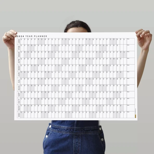 2026 Yıllık Planlayıcı Duvar Takvimi, Yatay Gri Renk Planlayıcı, 2026 Planlayıcı Takvim - Resim 3