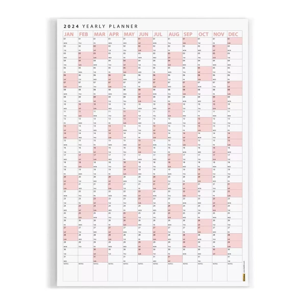 2026 Yıllık Planlayıcı Poster Takvim, Pembe Renk Planlayıcı Takvim, 2026 Okul Takvimi - 6