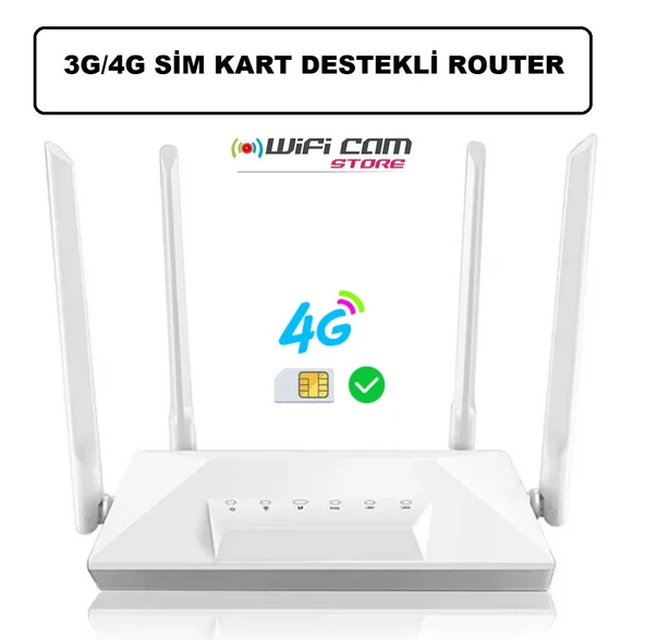 SIM Kart Destekli 4 Antenli Güçlü WiFi Router  3G 4G Desteği ile Her Yerde İnternet - 2