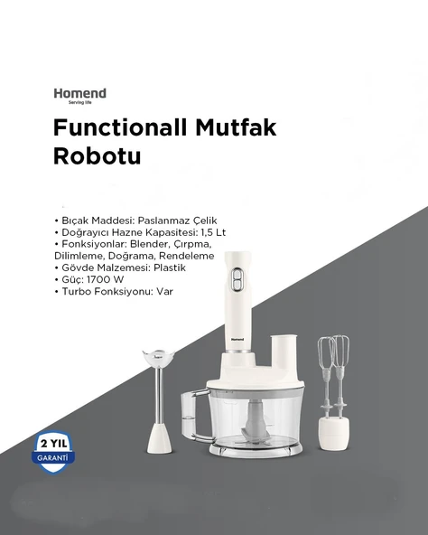 Homend Functionall 2850h Mutfak Robotu Beyaz - 1
