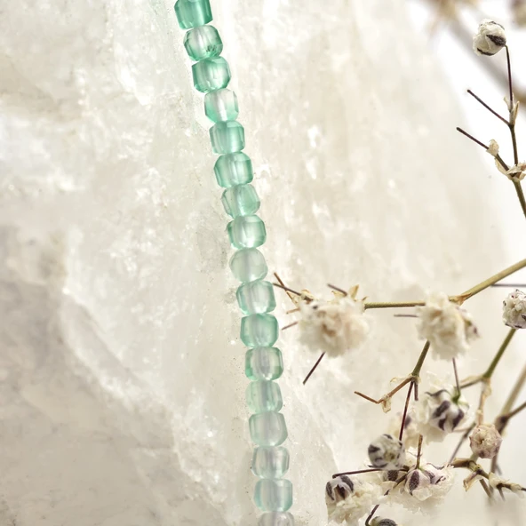 14 Ayar Altın Kaplama Doğal Gölgeli Yeşil Oniks Taşlı Minimal Gümüş Kolye - NGS00110 - 8