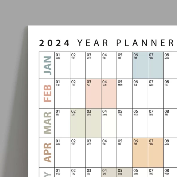 2026 Yıllık Planlayıcı Duvar Takvimi, Planlayıcı Takvim, Yatay Poster Planlayıcı Takvim - Resim 3