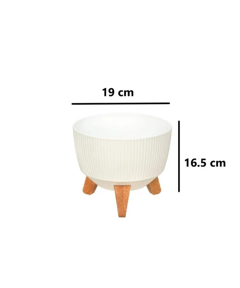 Omnipazar ELF-494 Dekoratif Ayaklı Nostalji Saksı 2.8 lt Beyaz 5 Adet - Resim 2