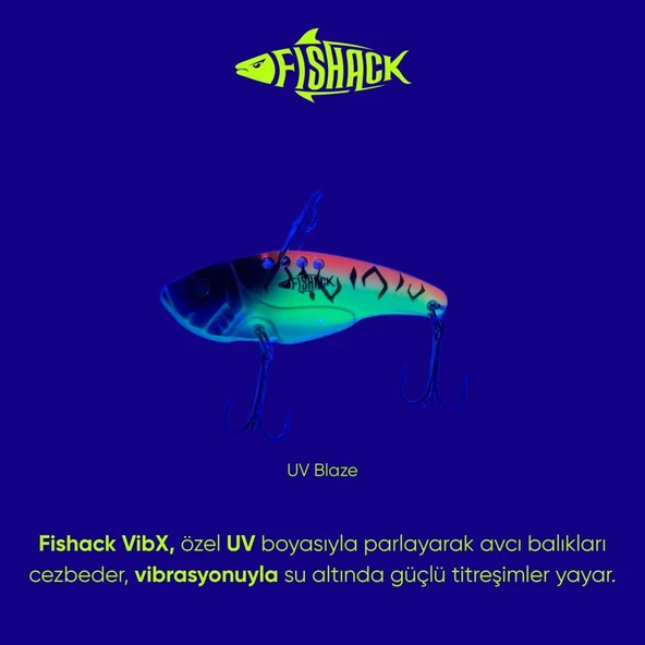 Vibrasyon Yem - LRF/Spin Jig - Fishack VibraX - 7g 40mm - UV Blaze - UV Boyalı - Resim 2
