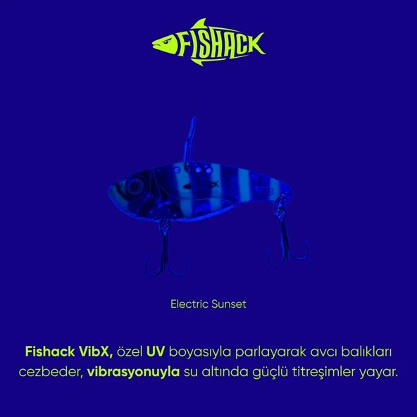 Vibrasyon Yem - LRF/Spin Jig - Fishack VibraX - 15g 55mm - Electric Sunset - UV Boyalı - Resim 5