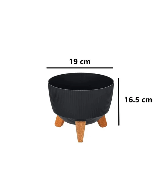 Omnipazar ELF-494 Dekoratif Ayaklı Nostalji Saksı 2.8 lt Antrasit 5 Adet - Resim 2