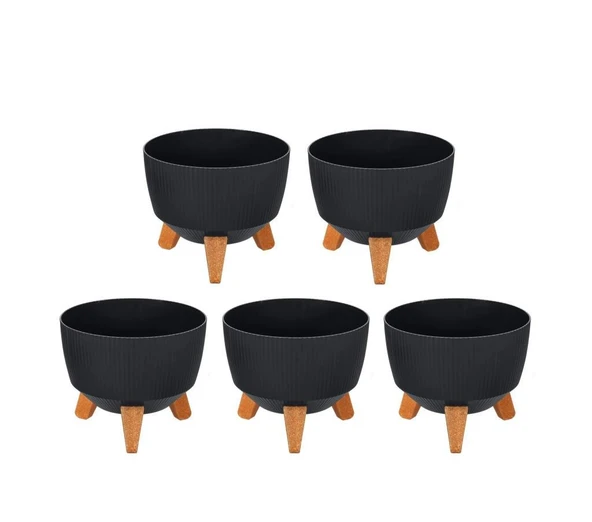 Omnipazar ELF-494 Dekoratif Ayaklı Nostalji Saksı 2.8 lt Antrasit 5 Adet ürün görseli