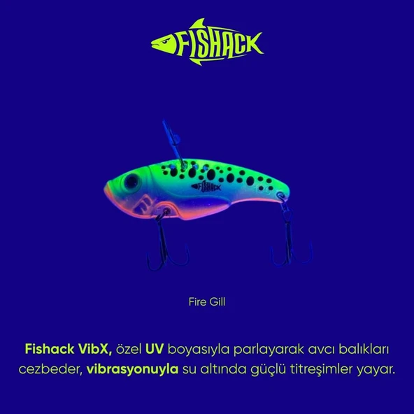 Vibrasyon Yem - LRF/Spin Jig - Fishack VibraX - 7g 40mm - Fire Gill - UV Boyalı - Resim 4