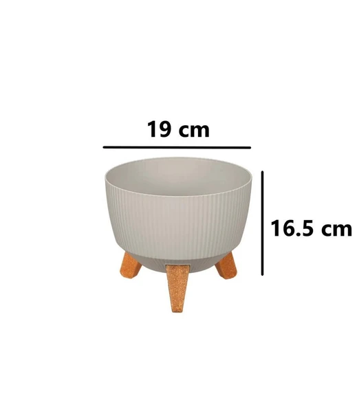 Omnipazar ELF-494 Dekoratif Ayaklı Nostalji Saksı 2.8 lt Taş Gri 5 Adet - Resim 2