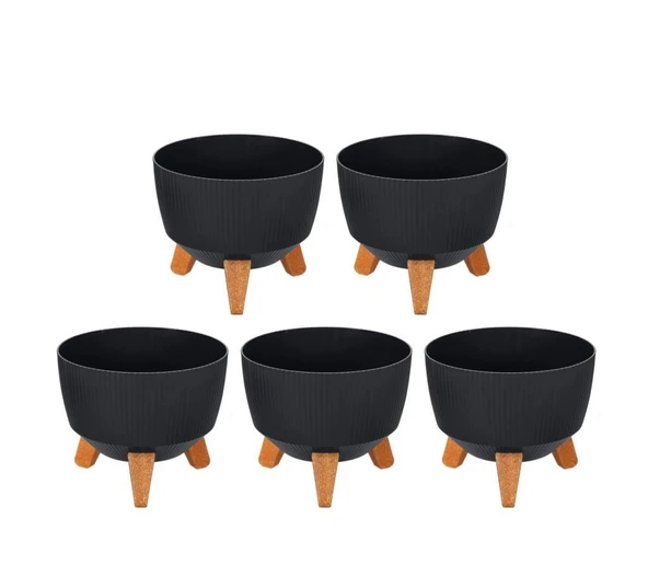 Omnipazar ELF-495 Dekoratif Ayaklı Nostalji Saksı 5 lt Antrasit 5 Adet ürün görseli