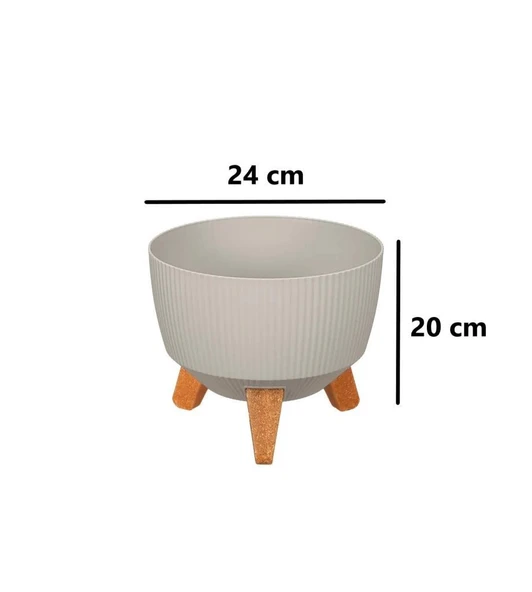 Omnipazar ELF-495 Dekoratif Ayaklı Nostalji Saksı 5 lt Taş Gri 5 Adet - Resim 2