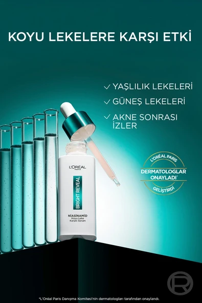 L'Oreal Paris Bright Reveal , Güneş, Yaşlanma Lekelerinde Etkili Koyu Leke Karşıtı Serum 10%Niasinamid 30ml - 2