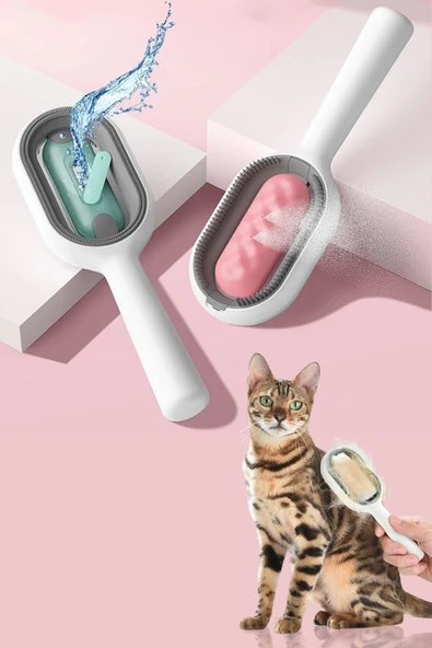 Su Hazneli Kedi ve Köpek Tüyü Toplamama Fırçası Su Hazneli Pet Tarağı - Resim 6