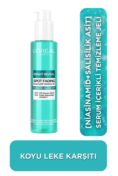 L'Oreal Paris Bright Reveal Cilt Kusuru İzi Karşıtı, Serum İçerikli Temizleme Jeli Niasinamid+Salisilik Asit 150ml