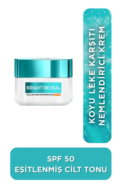 L'Oreal Paris Bright Reveal Koyu Leke Karşıtı, Cilt Tonu Eşitleyici Spf50 Nemlendirici Krem Niasinamid 50ml