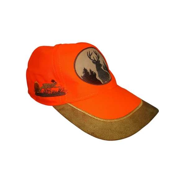 Geyik ve Tavşan Desenli Turuncu Avcı Şapkası ürün görseli 1