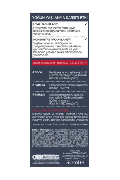 L'Oreal Paris Revitalift Lazer X3 Yoğun Yaşlanma Karşıtı Bakım Serumu 30 ml - 4