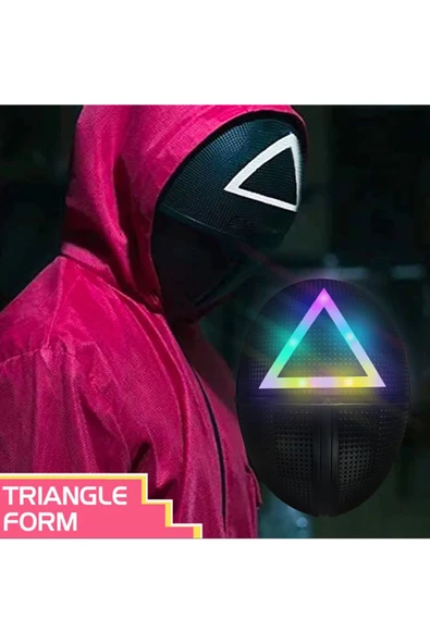 OMZ Led Işıklı Squid Game Maskesi Kalamar Oyun Maskesi Üçgen Kare Daire Squid Game Maske 1 ADET