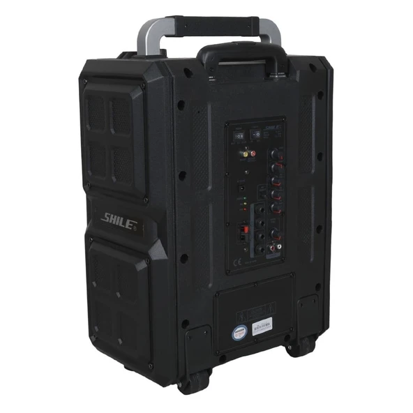 Shile SL-2017 50 Watt Taşınabilir Seyyar Aktif Amfi Hoparlör Kablosuz EL + Yaka Mikrofonlu USB+SD+BT Kumandalı - 2