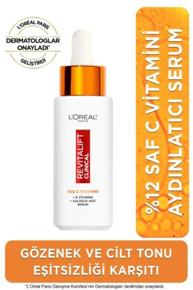 L'Oreal Paris Revitalift Clinical %12 Saf C Vitamini Aydınlatıcı, Ton Eşitleyici, Gözenek Karşıtı Serum 30 ml