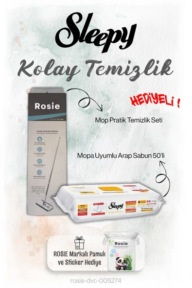 Sleepy 50'li Arap Sabun Mopa uyumlu ve Mop Seti, Rosie Hediyeli ürün görseli