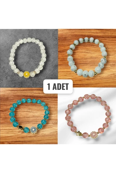 MyClean kristal taşlı parlak metalik renkli quvars lastikli modern bileklik çeşitleri 1 adet - 2