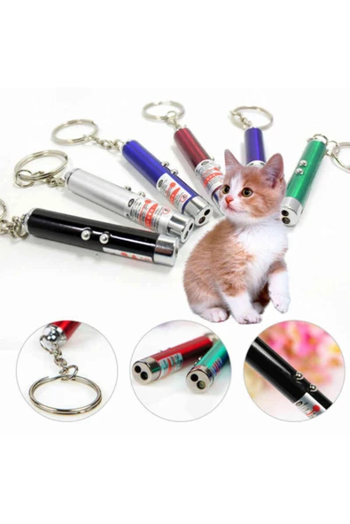 Yabigel Lazerli Anahtarlık Fener 3 Fonksiyonlu Kedi Oyuncağı - 2 Adet - 2