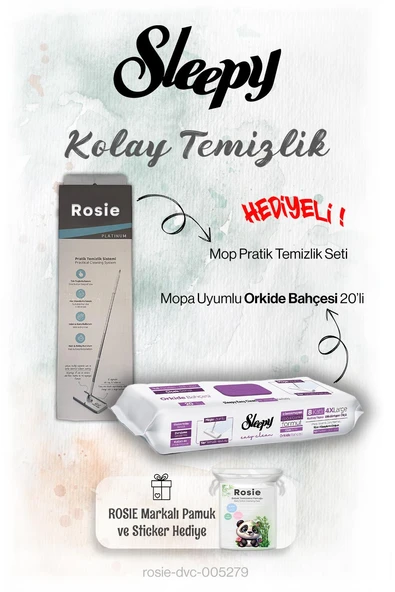Sleepy 20'li Orkide Bahçesi Mopa uyumlu ve Mop Seti, Rosie Hediyeli ürün görseli